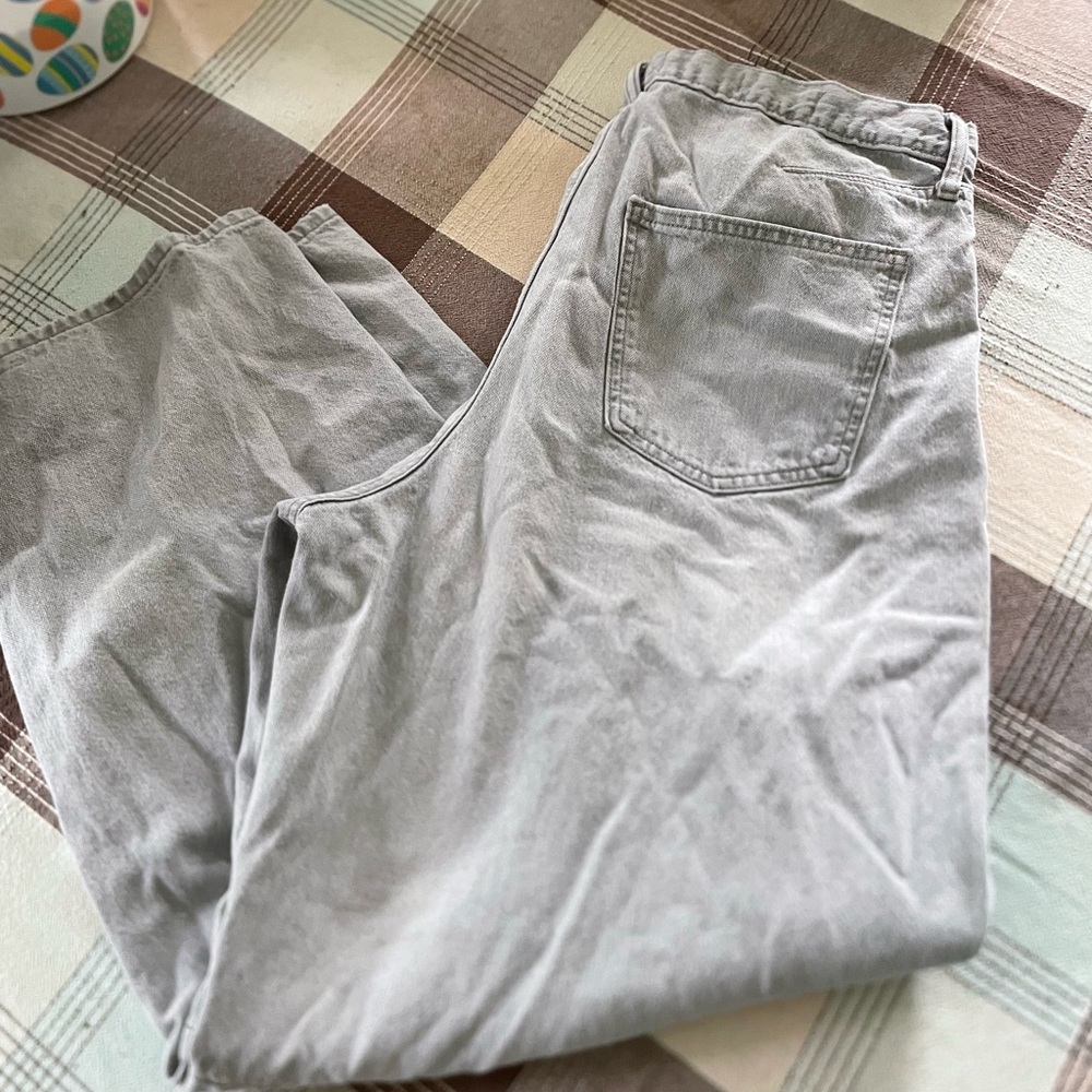 Womens Light Gray Baggy Wide Leg Jeans